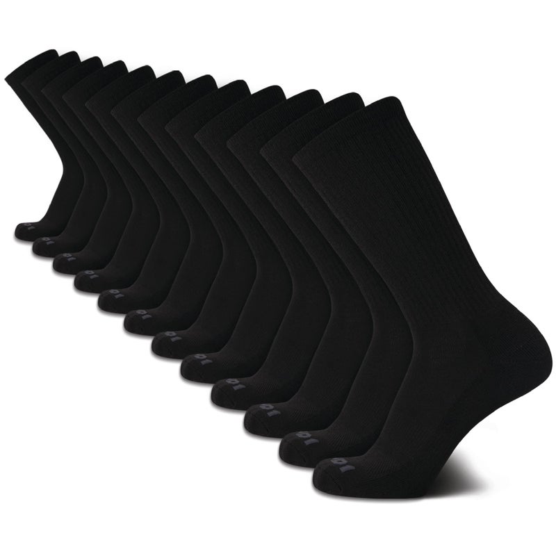 AND1 Men's Crew Socks - 12 Pack Performance Cushion Comfort Crew Socks - Breathable Athletic Socks for Men (6-12.5), Size 6-12.5, Black - Image 1